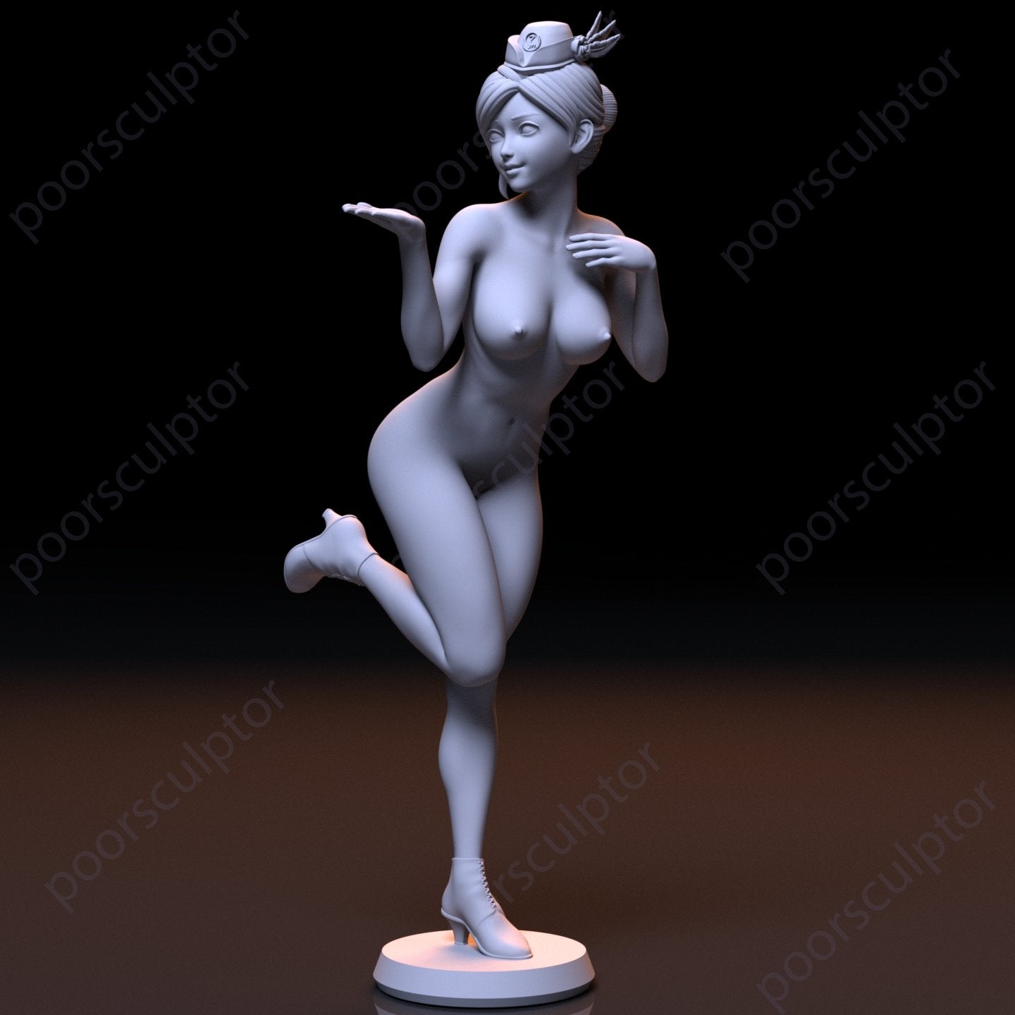 NSFW Resin Miniature Japanese Air Hostess NSFW 3D Printed Figurine Fanart  Unpainted Miniature