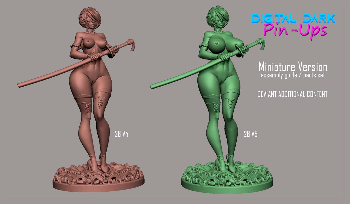 2B Bride NSFW 3D Printed Miniature FunArt by Digital Dark Pin-Ups