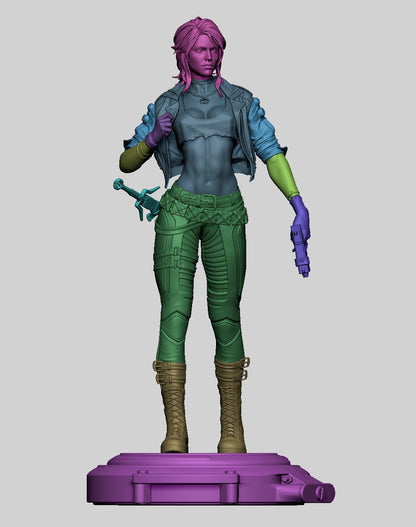 Cyberpunk Ciri Figura de estatua a escala en miniatura impresa en 3D SFW NSFW
