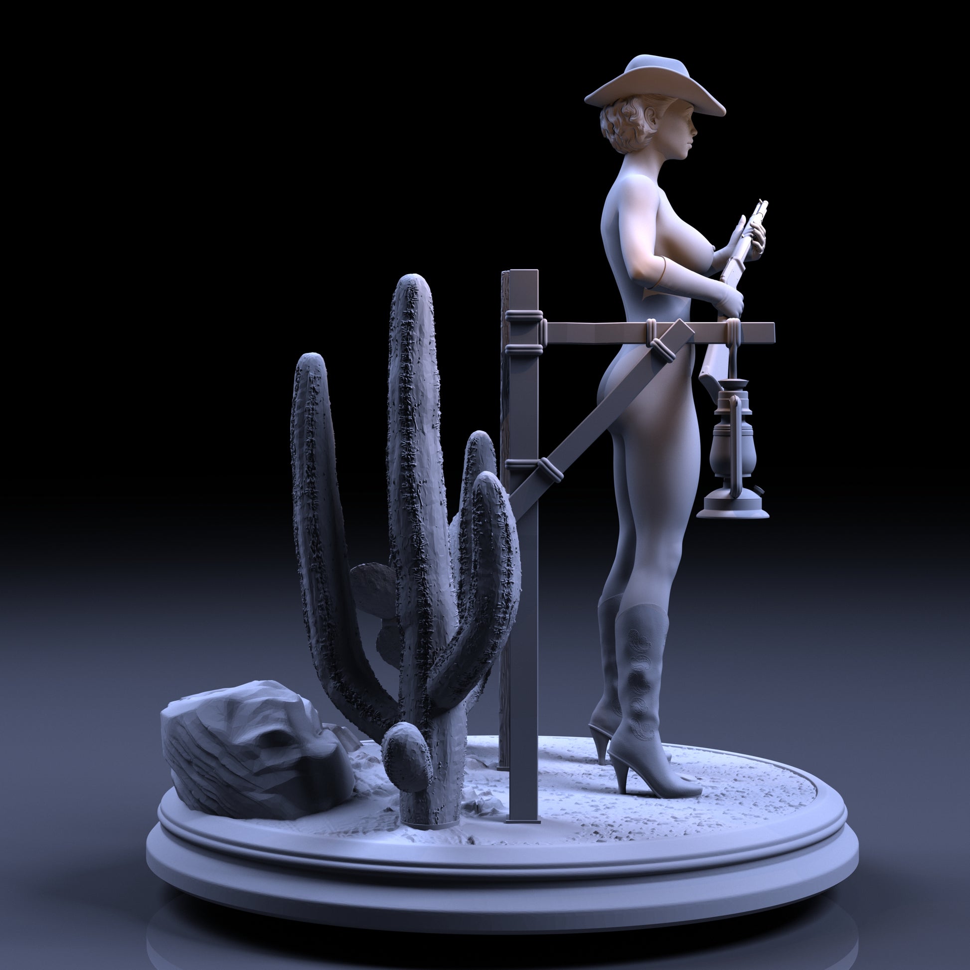 Sheriff Girl NSFW 3D Printed Miniature Fanart Unpainted