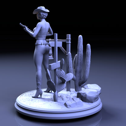 Sheriff Girl 3D Printed Miniature Fanart Unpainted
