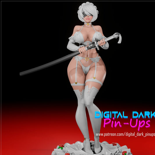 2B Bride 3D Printed Miniature FunArt by Digital Dark Pin-Ups Scaled Collectables Statues & Figurines