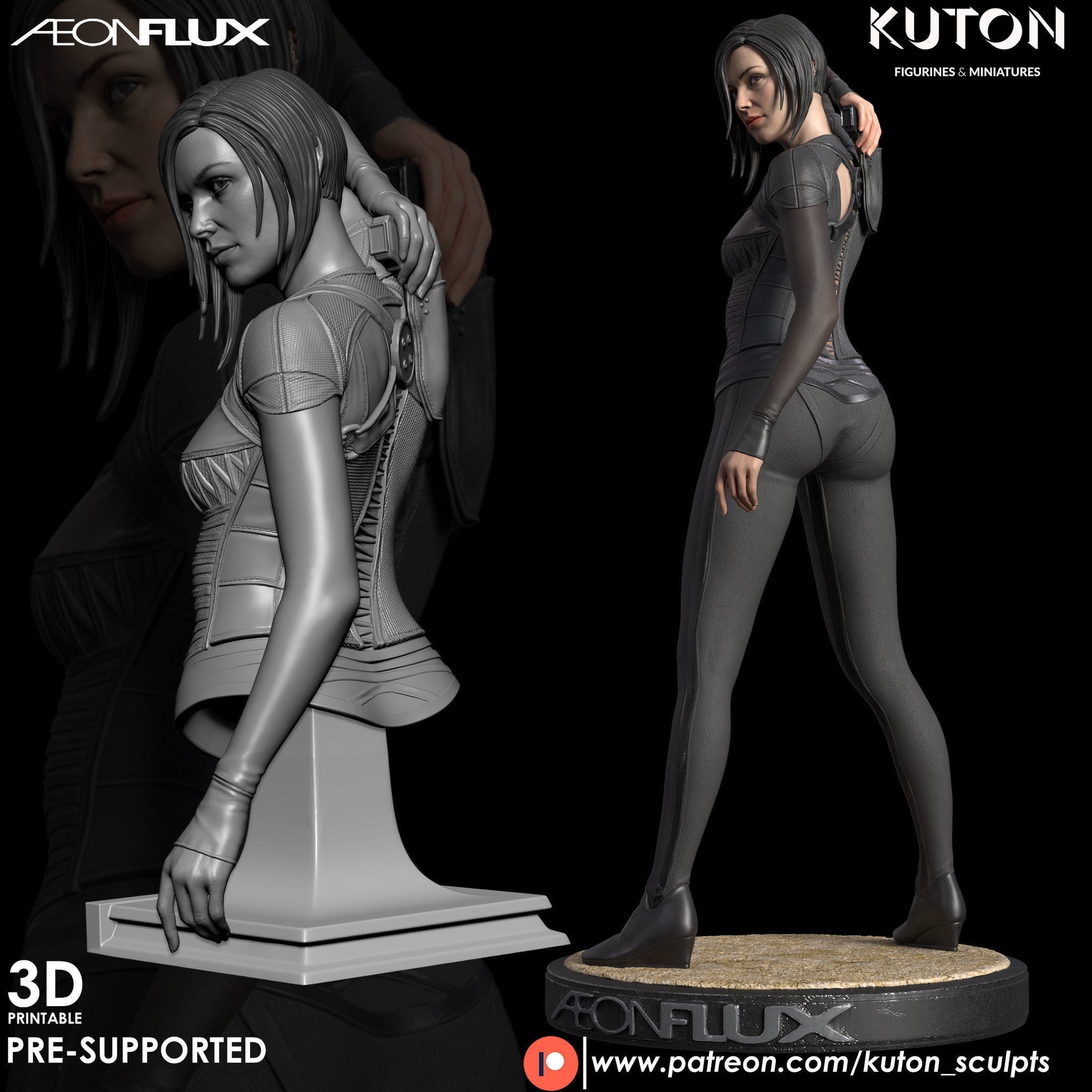 AEon Flux BUST 3d printed Resin Figure Model Kit miniatures figurines collectibles and scale models UNPAINTED Fun Art