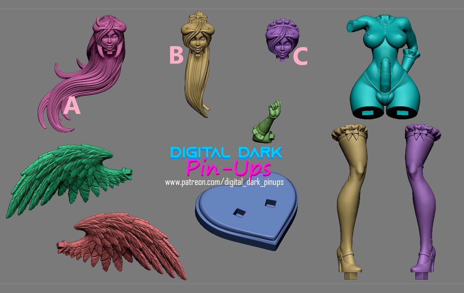 Albedo Overlord | 3D Printed | FunArt | Unpainted | Futa version | NSFW Version | Figurine | Figure | Miniature by Digital Dark Pin-Ups
