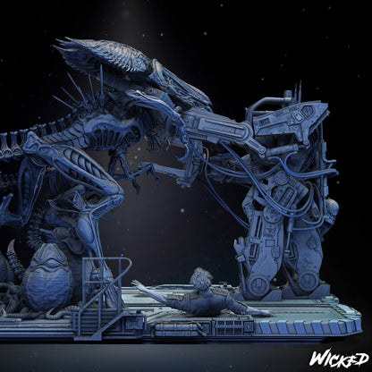 Alien Diorama Resin 3D Printed Sculpture Movie Statue FunArt by Wicked