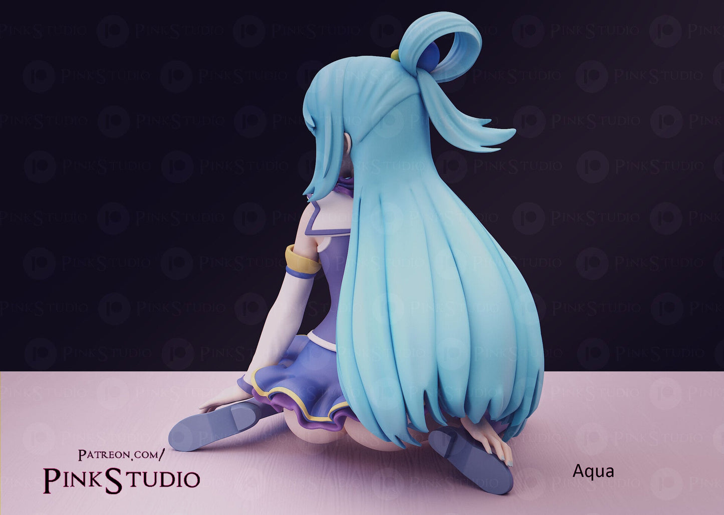 Aqua 3D Printed Anime Miniature Fanart by Pink Studio