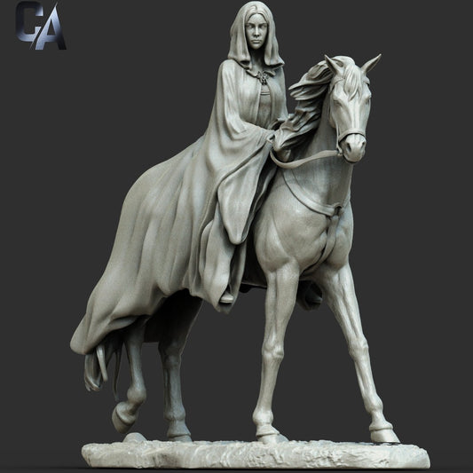 Arwen on Horse 3D Printed figurine Fanart by ca_3d_art