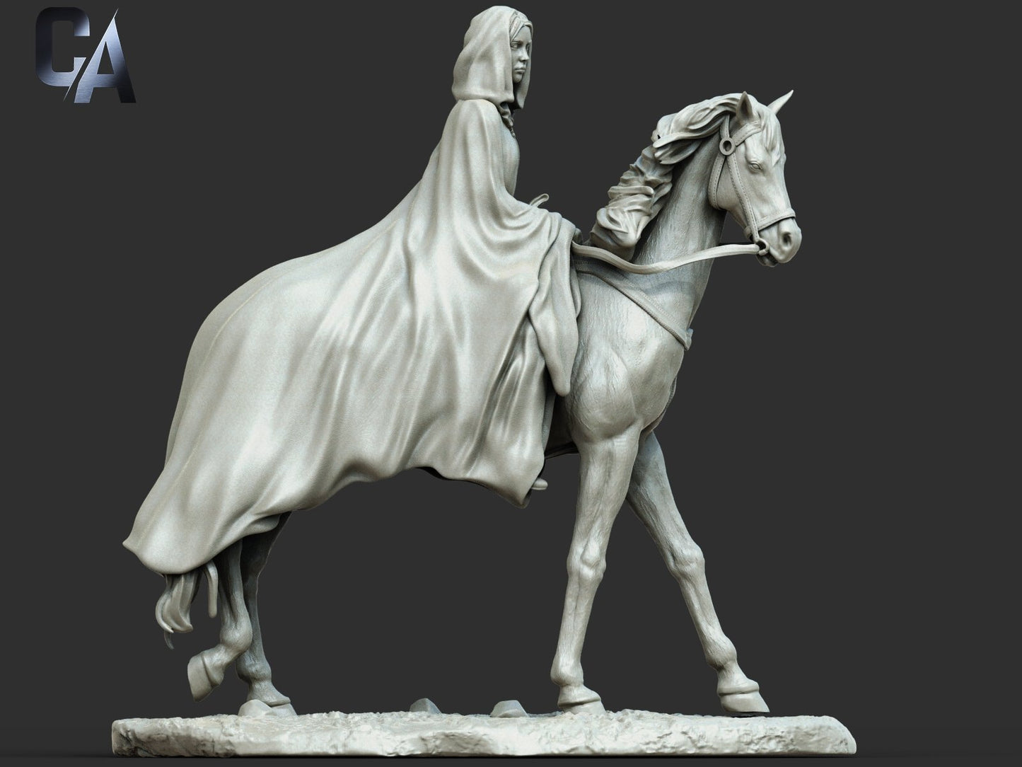 Arwen on Horse 3D Printed figurine Fanart by ca_3d_art