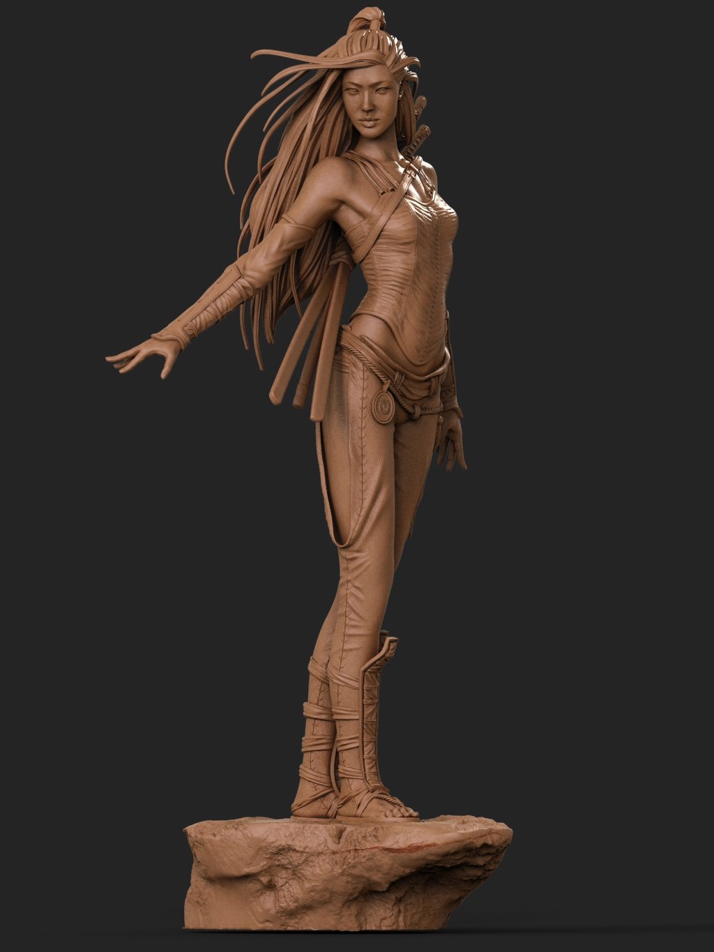 Asian Warrior 3D Printed Miniature FunArt by ca_3d_art Statues & Figurines & Collectible Unpainted