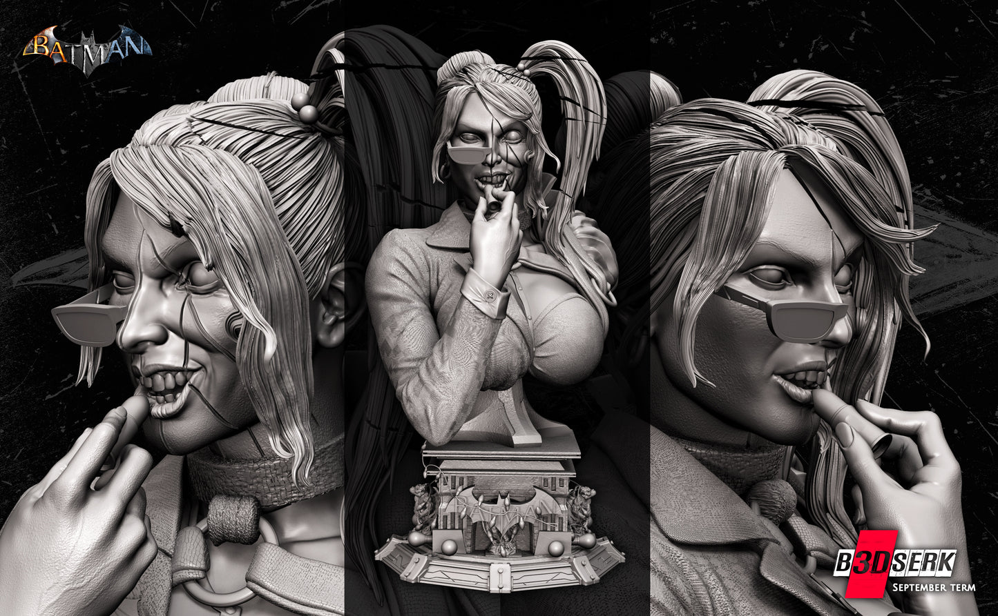 Harley Quinn BUST 3D Printed Figurine FunArt | Diorama by B3DSERK UNPAINTED GARAGE KIT