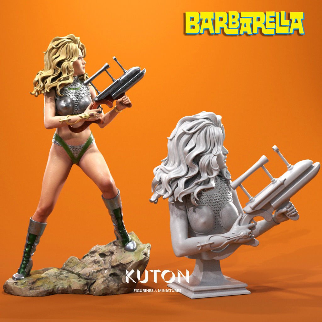 Barbarella BUST 3d printed Resin Figure Model Kit miniatures figurines collectibles and scale models UNPAINTED Fun Art by KUTON FIGURINES