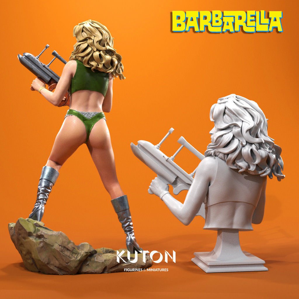 Barbarella BUST 3d printed Resin Figure Model Kit miniatures figurines collectibles and scale models UNPAINTED Fun Art by KUTON FIGURINES
