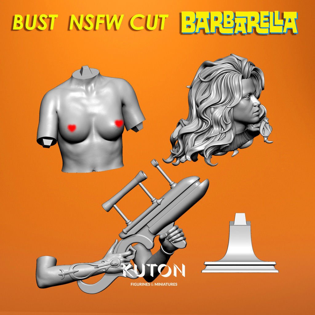 Barbarella NSFW BUST 3d printed Resin Figure Model Kit miniatures figurines collectibles and scale models UNPAINTED Fun Art by KUTON FIGURINES