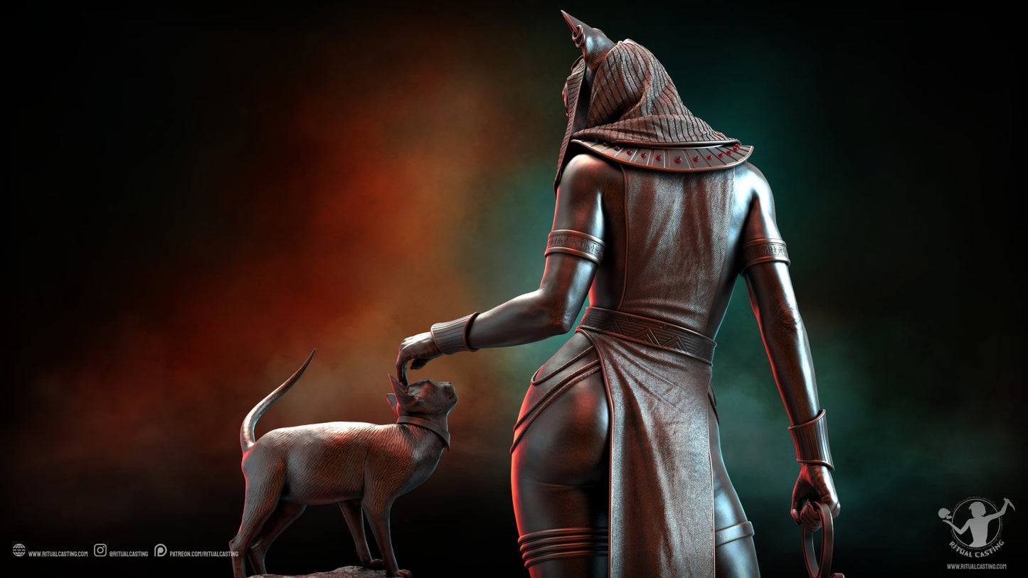 BASTET 3D Printed Miniature Fanart by Ritual Casting Collectable Scale Models Unpainted