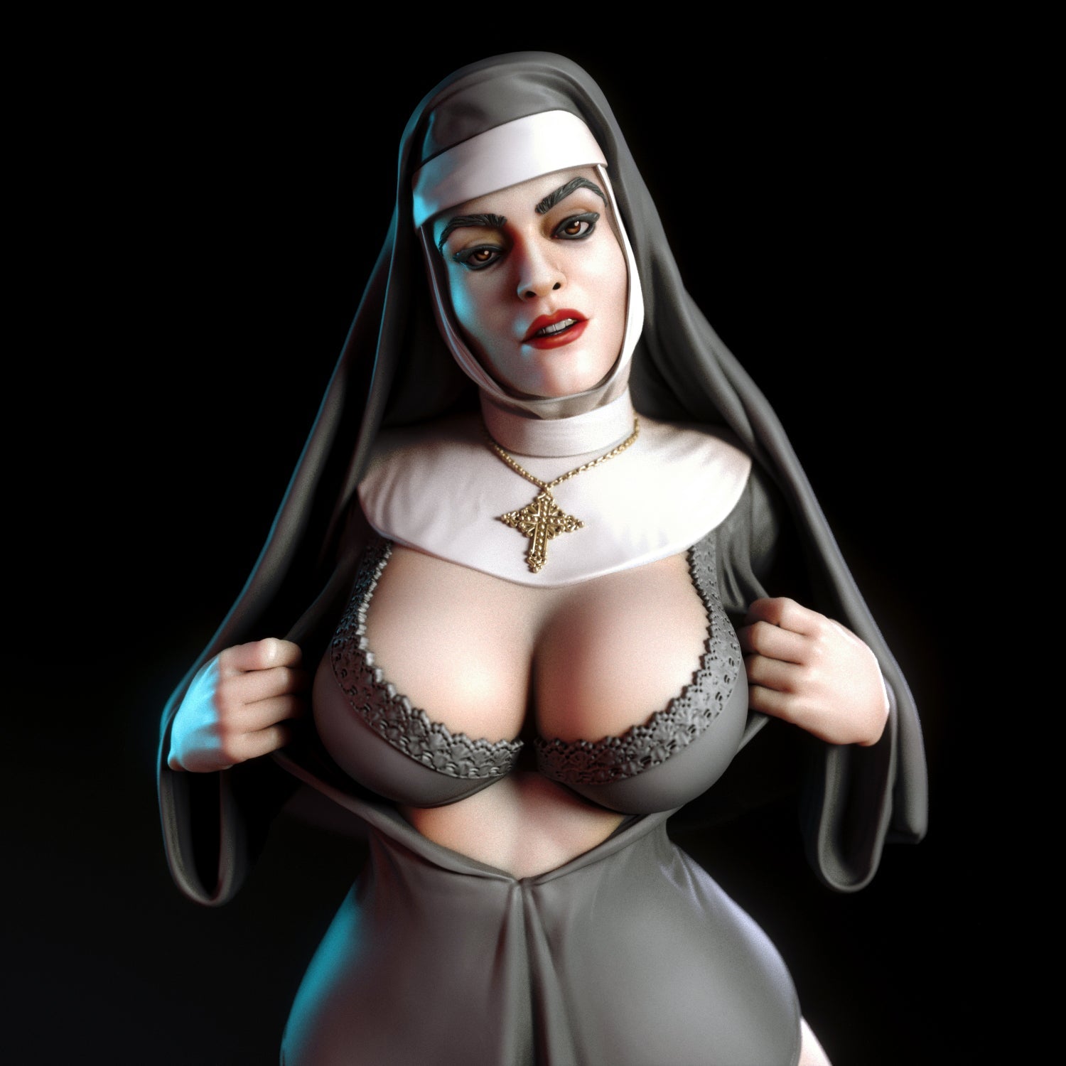 Beata a sexy nun Pin-Up 3d Printed miniature FanArt by Torrida