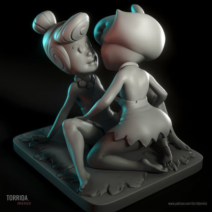Betty and Wilma 3d Printed miniature FanArt by Torrida Figurines