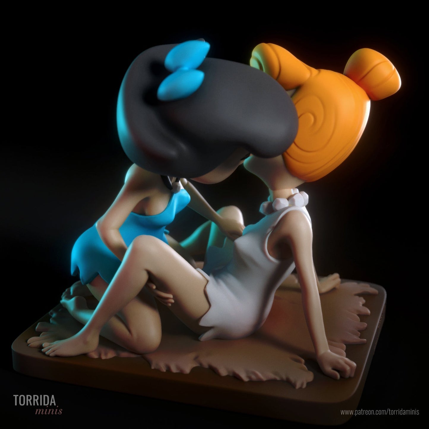 Betty and Wilma 3d Printed miniature FanArt by Torrida Figurines