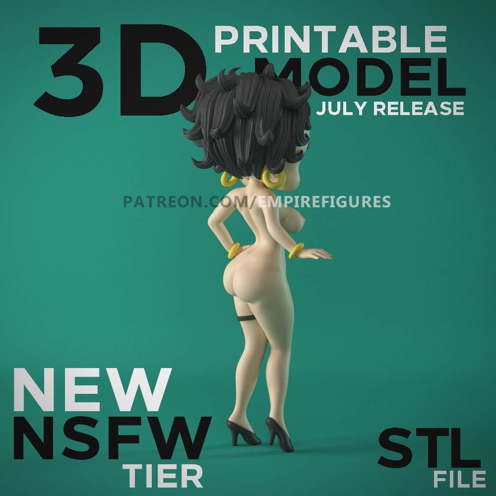 Betty Boop | 3D Printed | Fun Art | Unpainted | NSFW Version | Figurine | Figure | Miniature | Sexy |