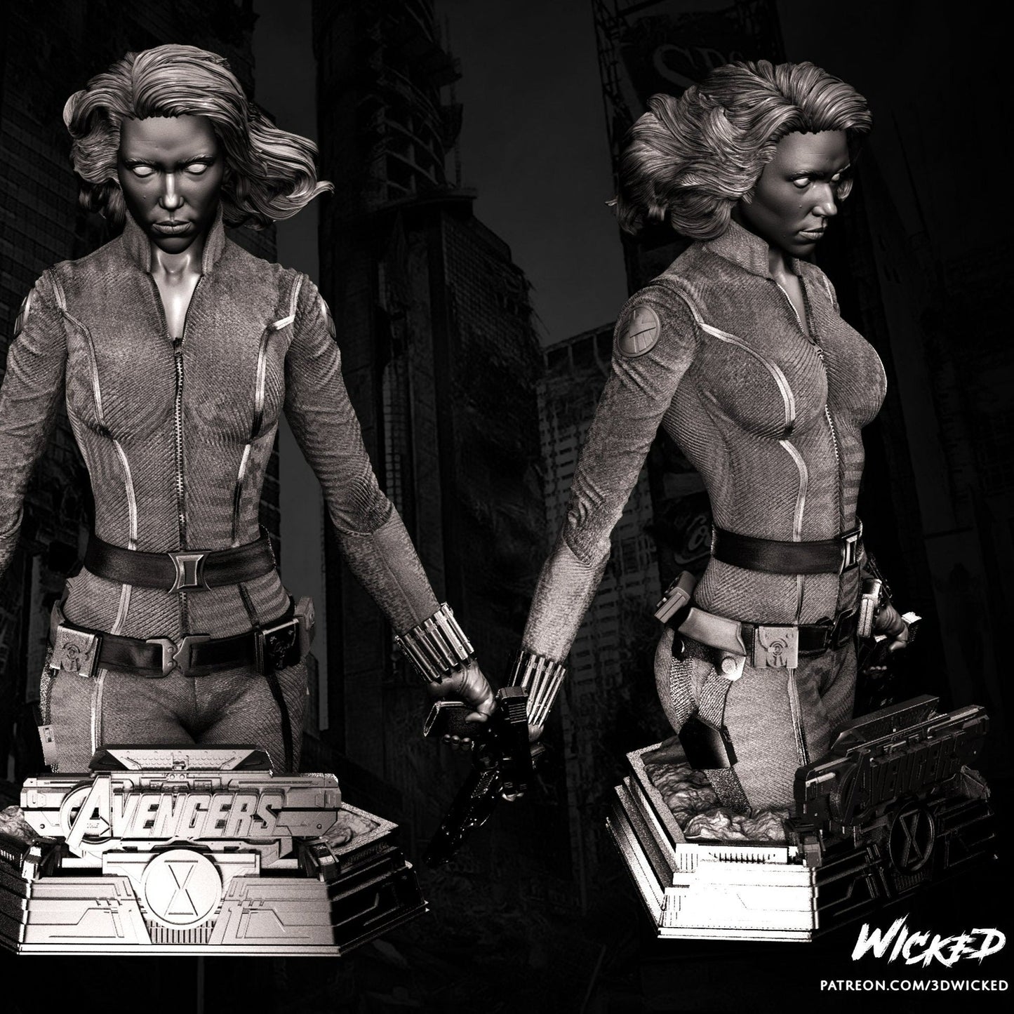 Black Widow BUST 3D Printed Figurine FunArt | Diorama by Wicked UNPAINTED GARAGE KIT