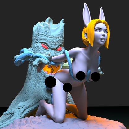 Bunny girl used by tree Naked NSFW 3D Printed Figure Garage Kit Unpainted Resin Miniature