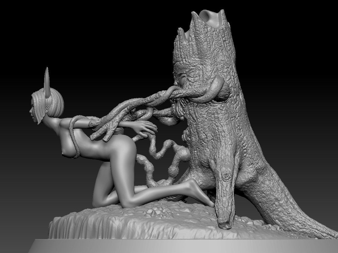 Bunny girl used by tree Naked NSFW 3D Printed Figure Garage Kit Unpainted Resin Miniature