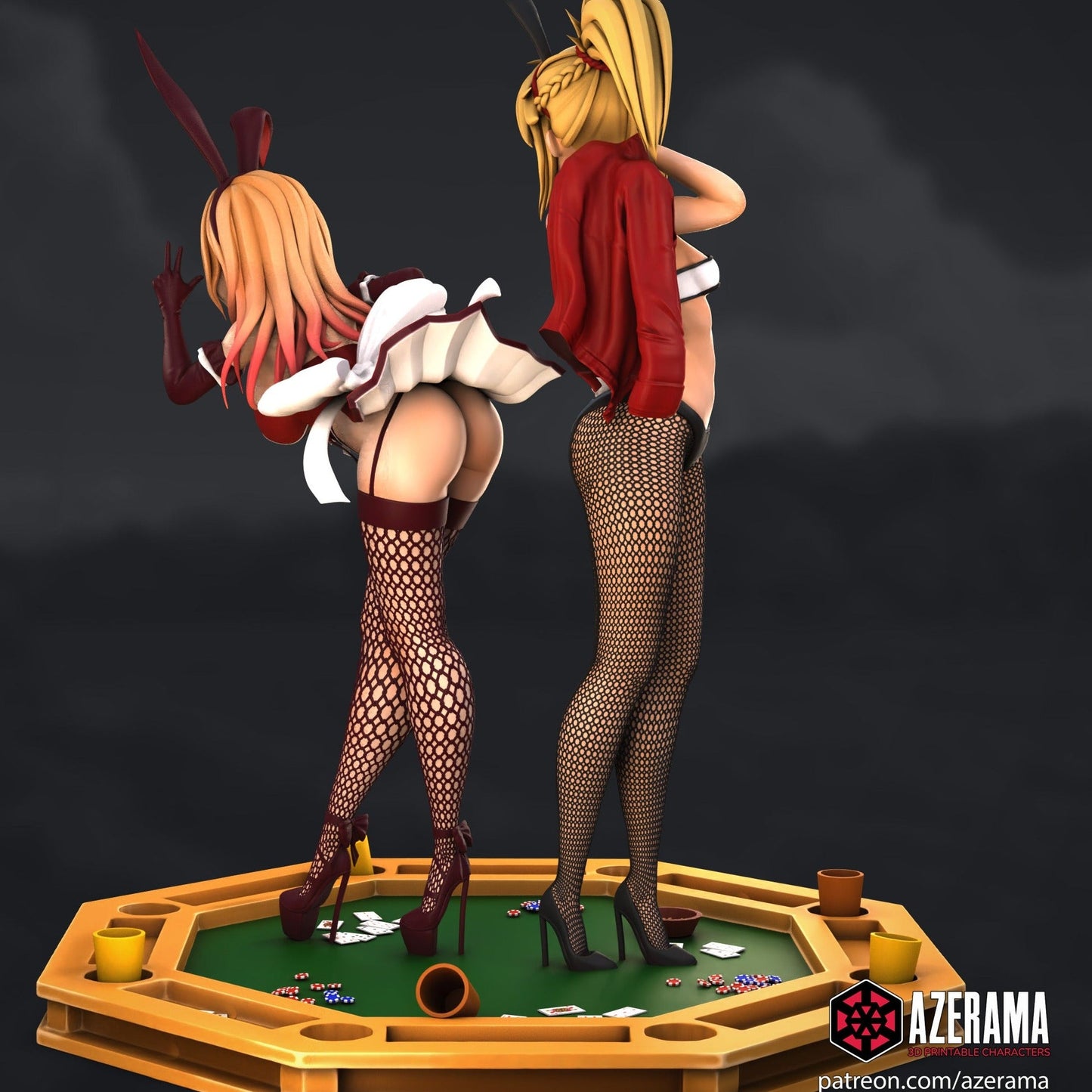 Resin Model Kit Bunny girls Mordred and Marin 3d Printed Figurine Collectable Fanart DIY by Azerama
