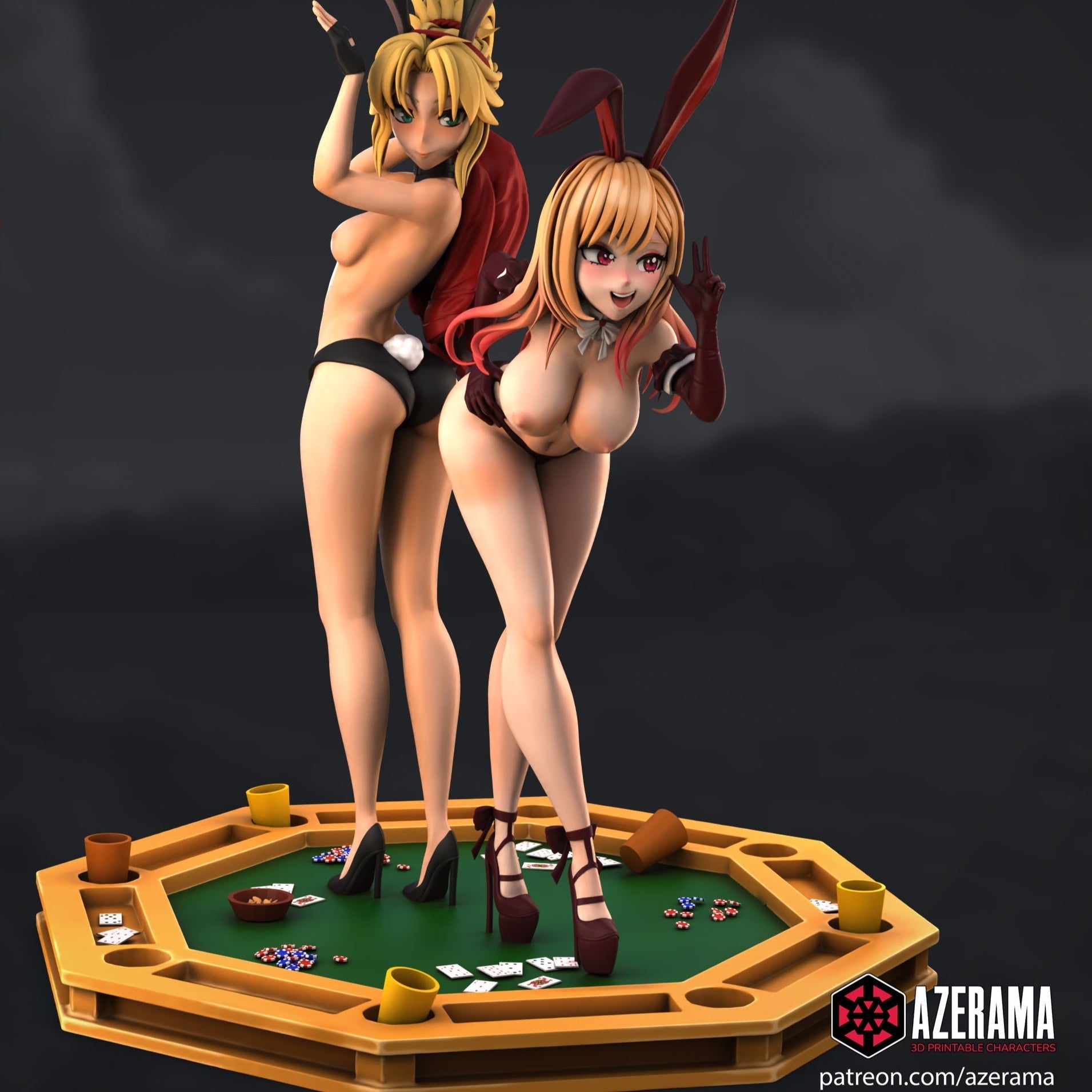 Bunny girls Mordred and Marin NSFW 3d Printed Resin Figurines Model Kit Collectable Fanart DIY by Azerama