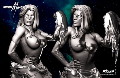 CAPTAIN MARVEL BUST 3D Printed Figurine FunArt | Diorama by Wicked UNPAINTED GARAGE KIT