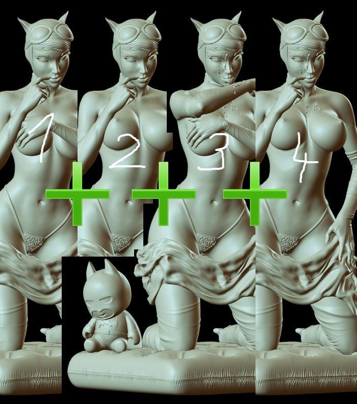 Catwoman NSFW 3D Printed Miniature FunArt by EXCLUSIVE 3D PRINTS Scale Models Unpainted