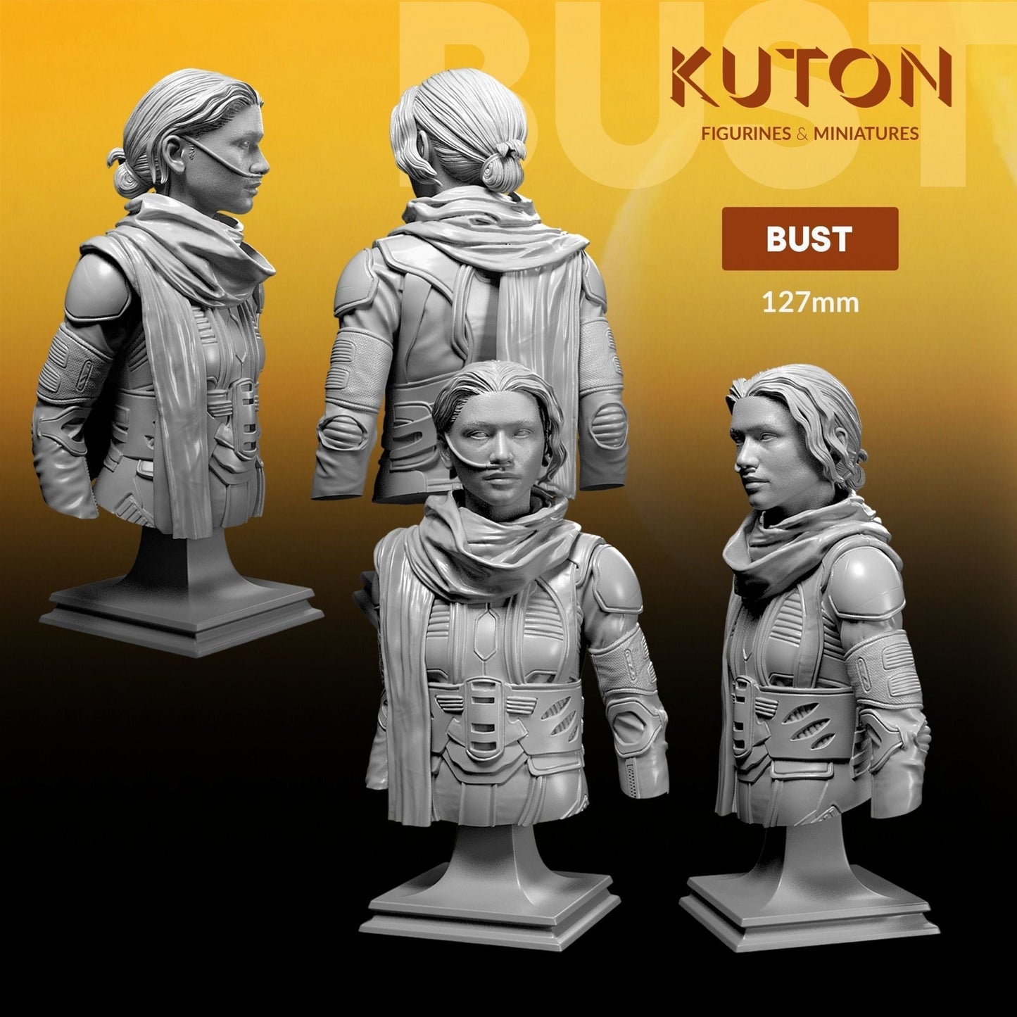 Chani Kynes BUST 3d printed Resin Figure Model Kit miniatures figurines collectibles and scale models UNPAINTED Fun Art by KUTON FIGURINES