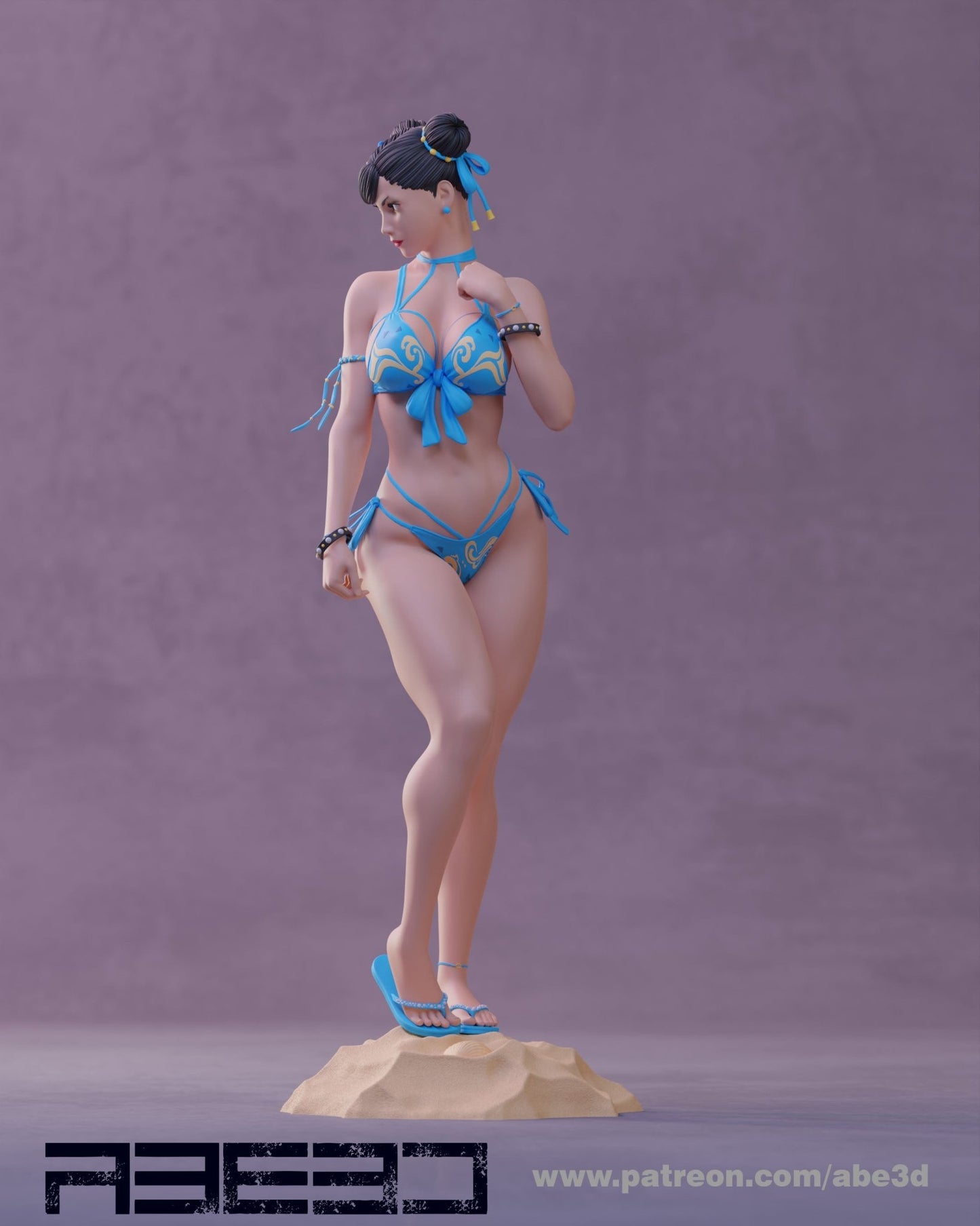Chun-Li in Bikini 3D Printed Miniature FunArt by Abe3d