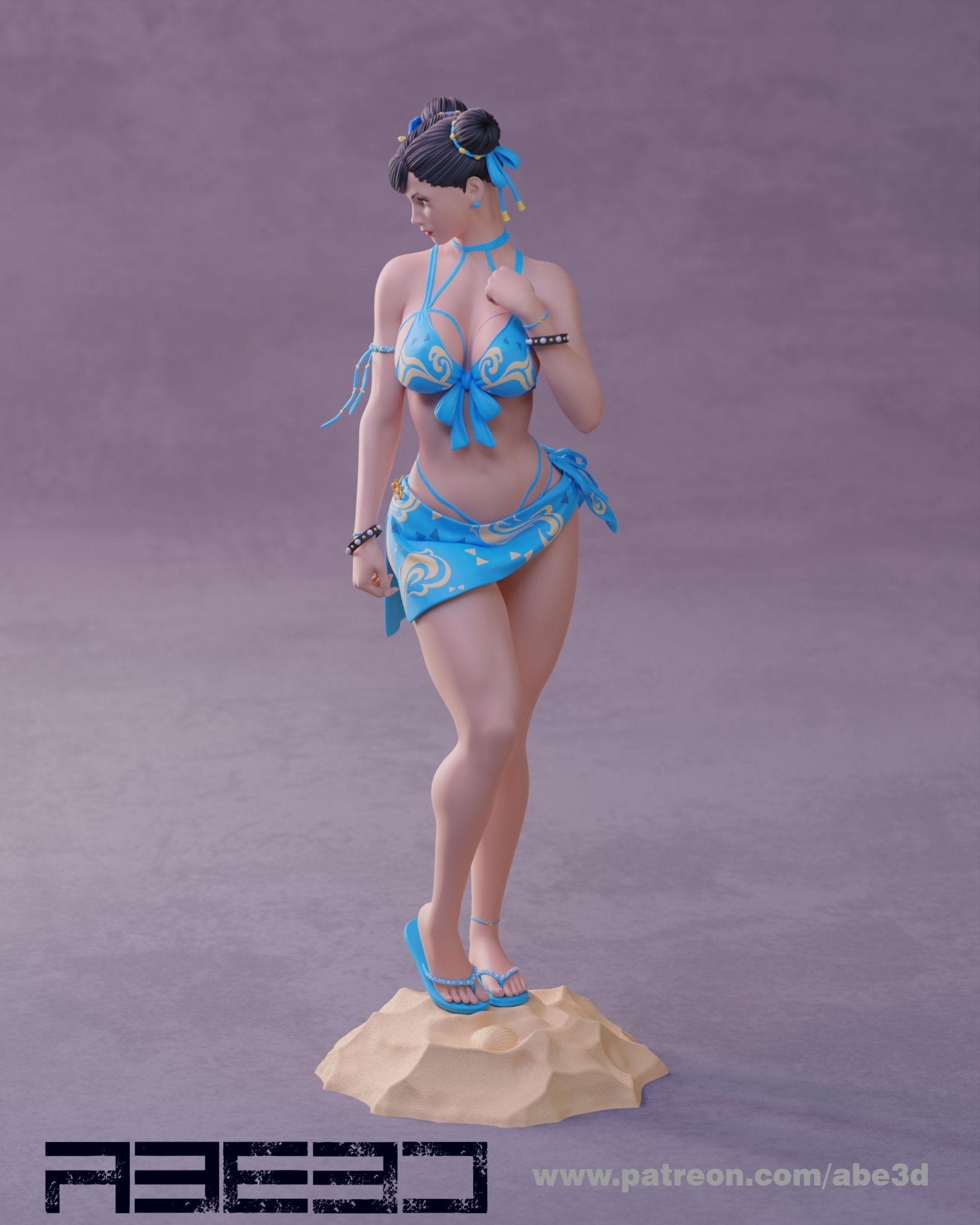 Chun-Li in Bikini 3D Printed Miniature FunArt by Abe3d