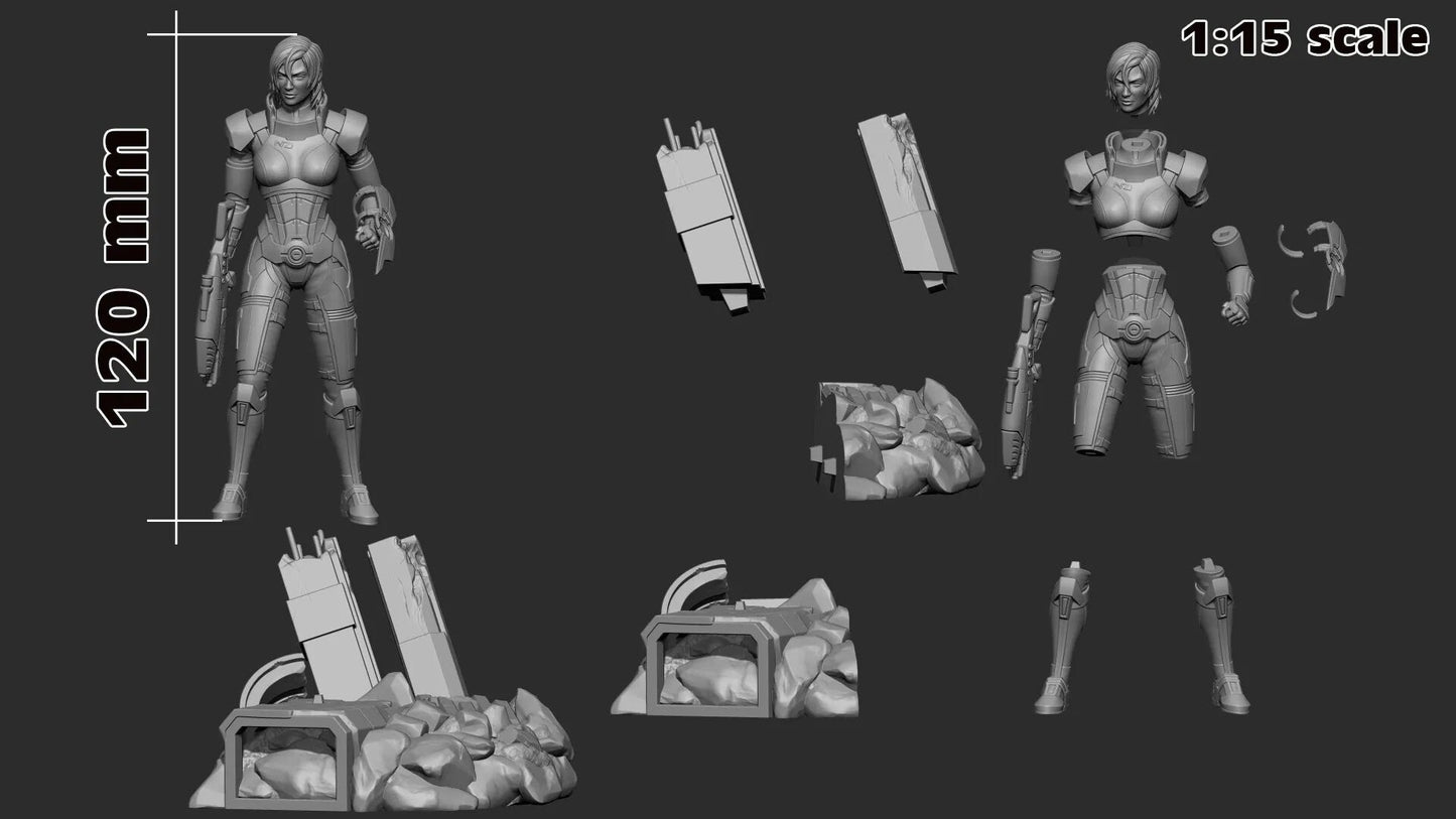Commander Shepard 3D printed miniatures figurines collectibles and scale models UNPAINTED Fun Art by h3LL creator