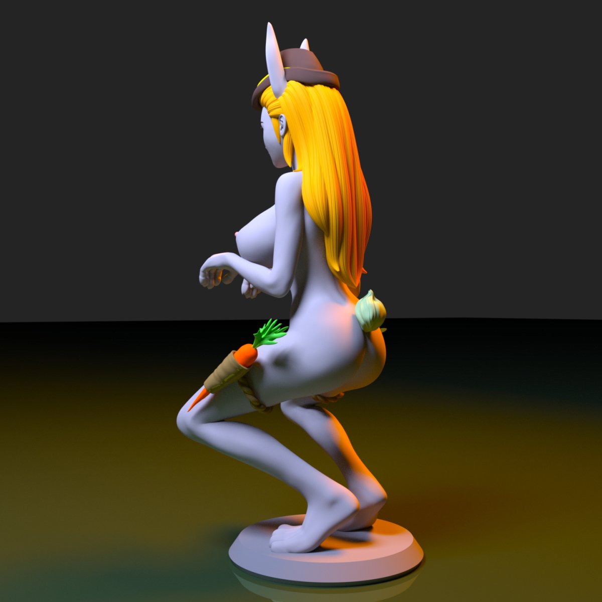 Cutie Cowgirl Bunny Naked NSFW Resin Miniature 3D Printed Figurine Fanart Unpainted