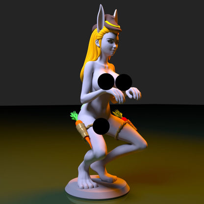 Cutie Cowgirl Bunny Naked NSFW Resin Miniature 3D Printed Figurine Fanart Unpainted
