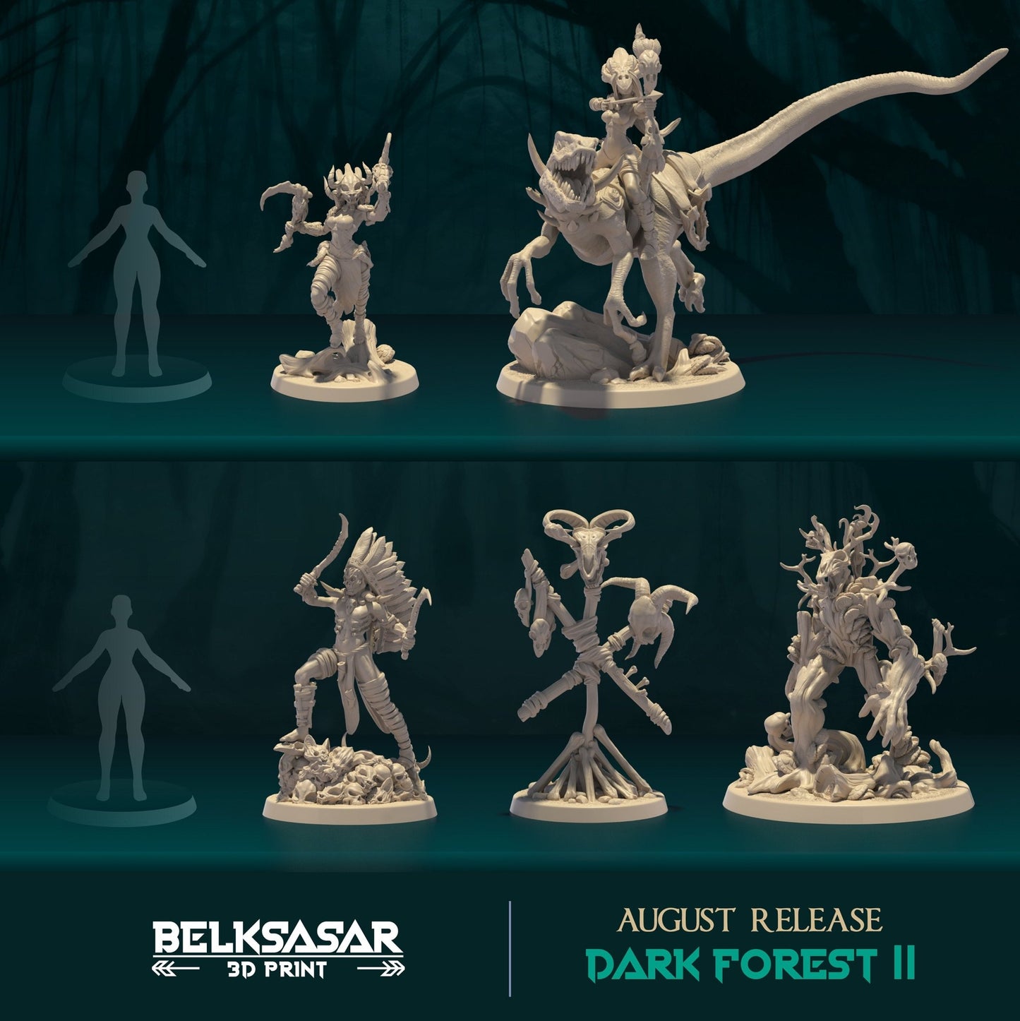 Dark Forest II | Deepkeeper Shaman A | 3D Printed | WarGame | Belksasar 3D Print | Miniature| 32mm | 75mm | NSFW Version | Figurine | Figure | Miniature | Sexy |