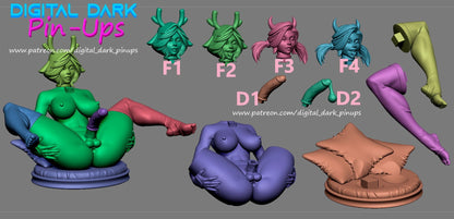 Deer Girl | 3D Printed | FunArt | Unpainted | NSFW Futa version | NSFW Version | Figurine | Figure | Miniature by Digital Dark Pin-Ups