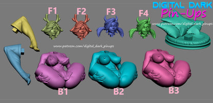Deer Girl | 3D Printed | FunArt | Unpainted | NSFW Version | Figurine | Figure | Miniature by Digital Dark Pin-Ups