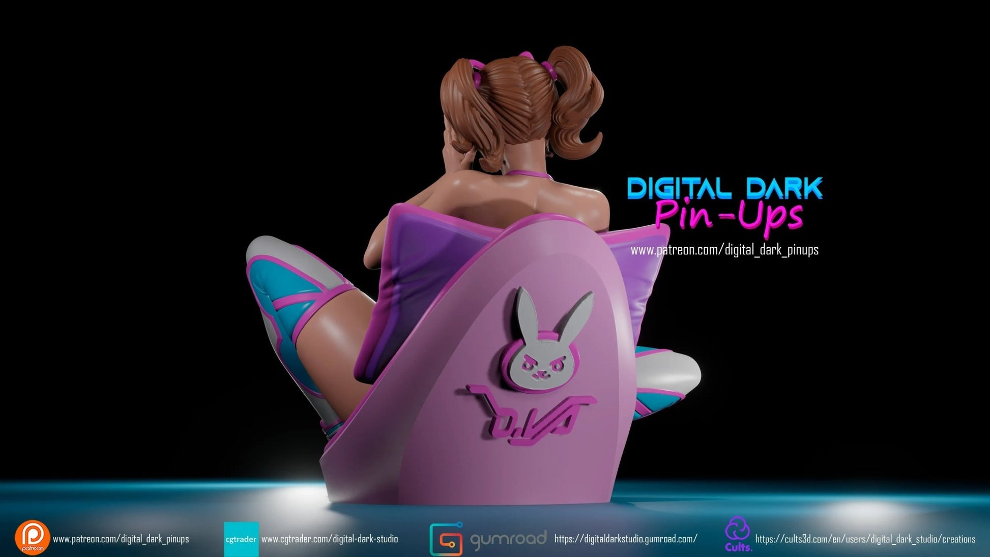 Diva Diva Overwatch |3D Printed | FunArt | Unpainted | NSFW Futa version | NSFW Version | Figurine | Figure | Miniature by Digital Dark Pin-Ups