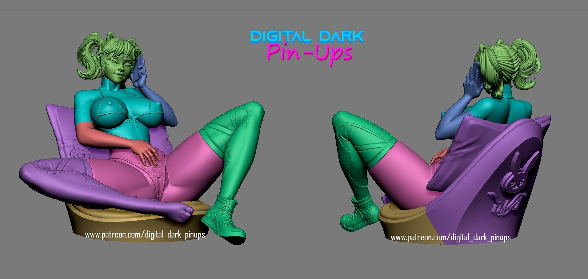 Diva Overwatch | 3D Printed | FunArt | Unpainted | NSFW Version | Figurine | Figure | Miniature by Digital Dark Pin-Ups