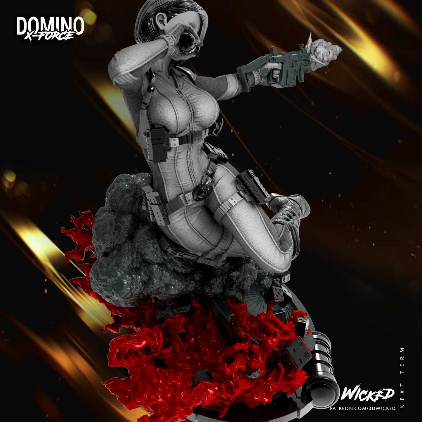 DOMINO 3D Printed Figurine FunArt | Diorama by Wicked UNPAINTED GARAGE KIT