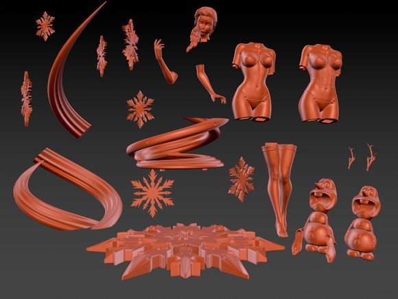 Elsa 3D Printed Miniature FunArt by EXCLUSIVE 3D PRINTS Scale Models Unpainted