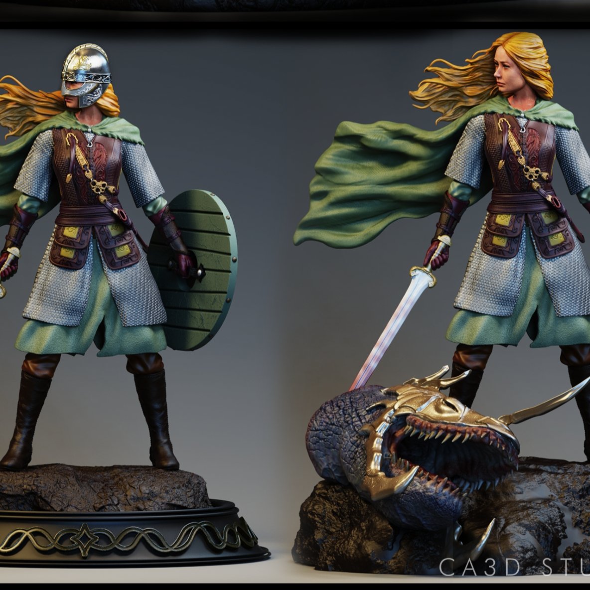 Éowyn 3D Printed Miniature FunArt Statues & Figurines & Collectible Unpainted by ca_3d_art