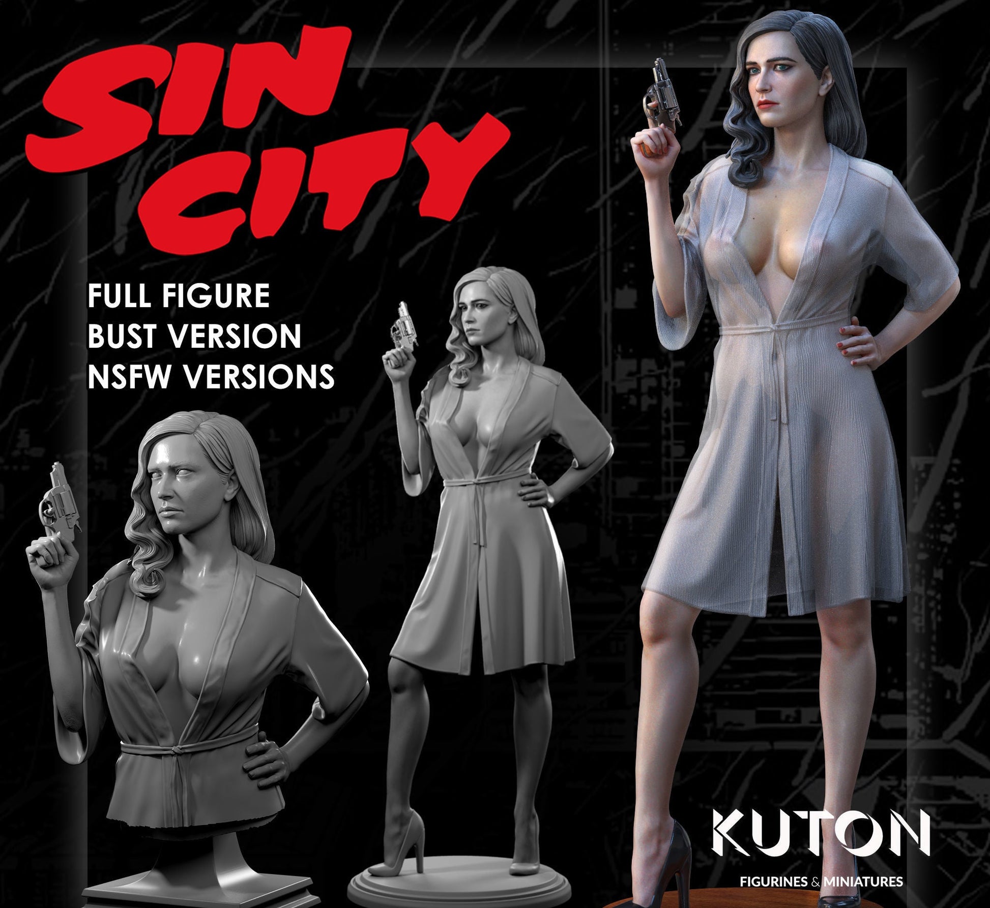 Eva Green BUST 3d printed Resin Figure Model Kit miniatures scale models Fun Art by KUTON