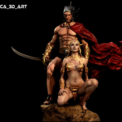 Fighting Couple of Mars 3D Printed Figurine FunArt by ca_3d_art