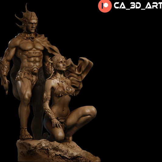 Fighting Couple of Mars 3D Printed Figurine FunArt by ca_3d_art