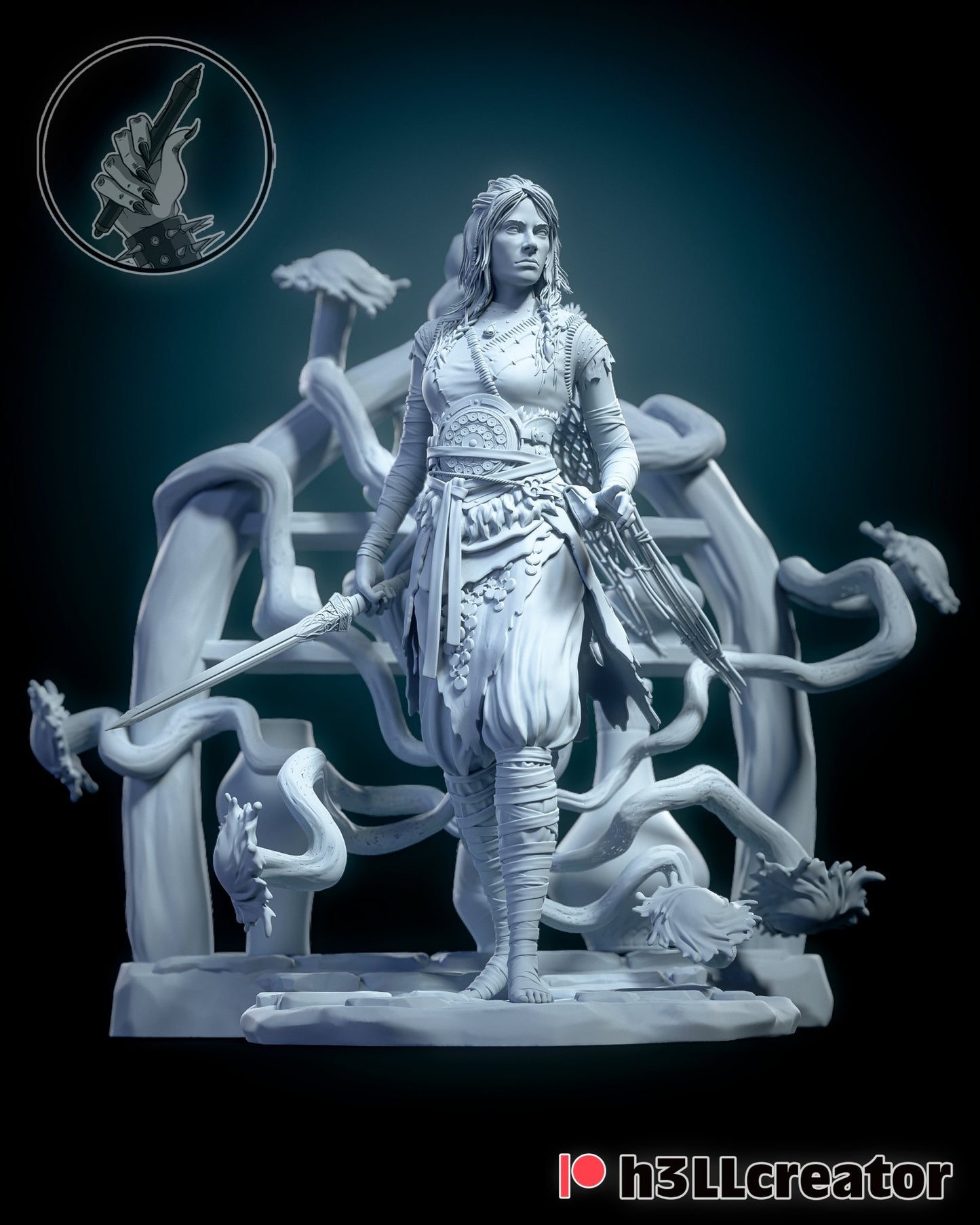 Freya 3D printed miniatures figurines collectibles and scale models UNPAINTED Fun Art by h3LL creator