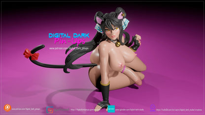 Furry Kitty | 3D Printed | FunArt | Unpainted | FUTA NSFW Version | Figurine | Figure | Miniature by Digital Dark Pin-Ups