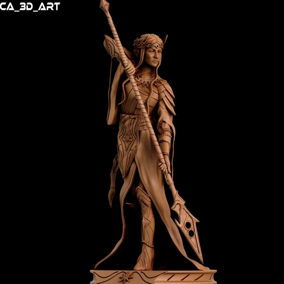 Galadriel Warrior 3D Printed figurine Fanart by ca_3d_art
