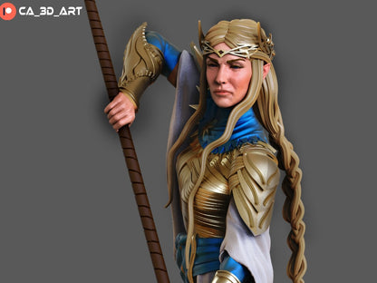 Galadriel Warrior 3D Printed figurine Fanart by ca_3d_art